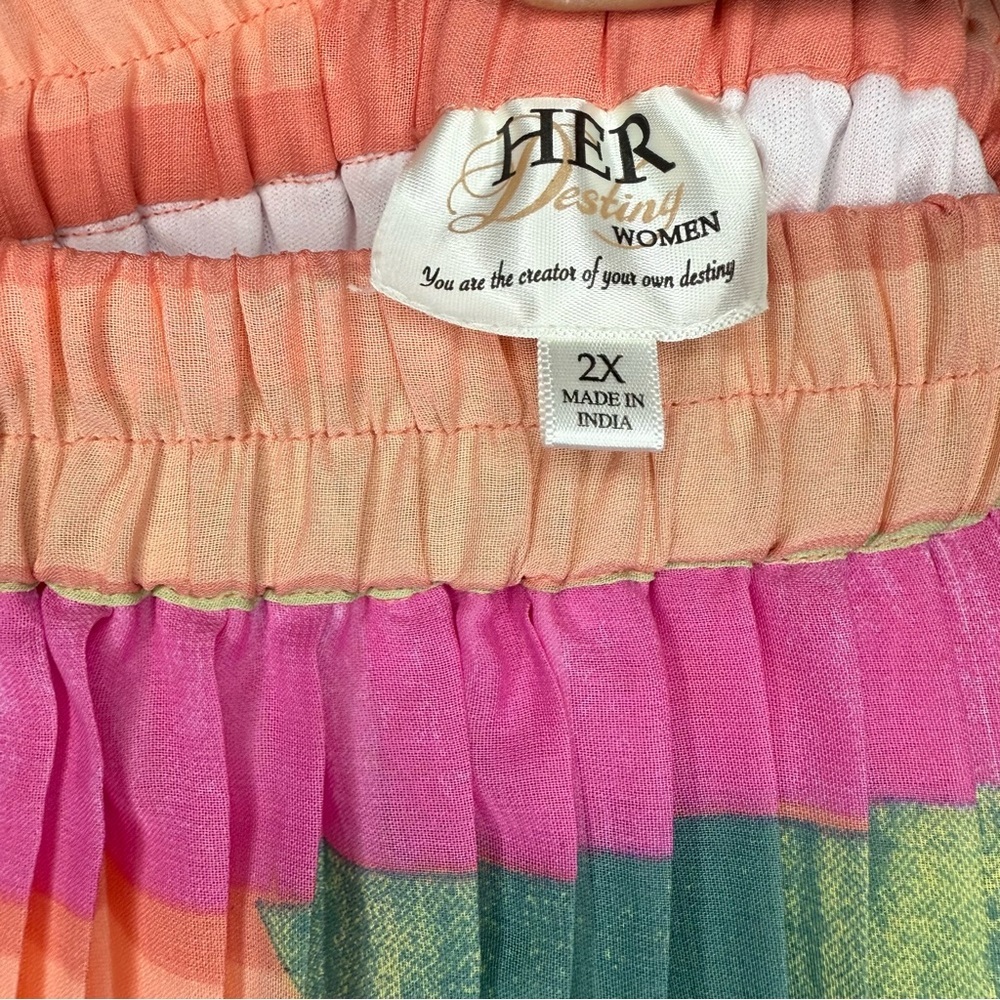 NWT Her Destiny size 2X Multi-Color-Block Pleated A-Lined Midi Skirt - Picture 2 of 6